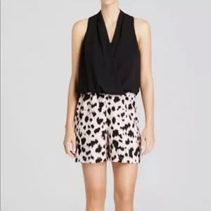 Karen Kane $114 Romper Black Beige Animal Print Sleeveless Draped Top Shorts XL